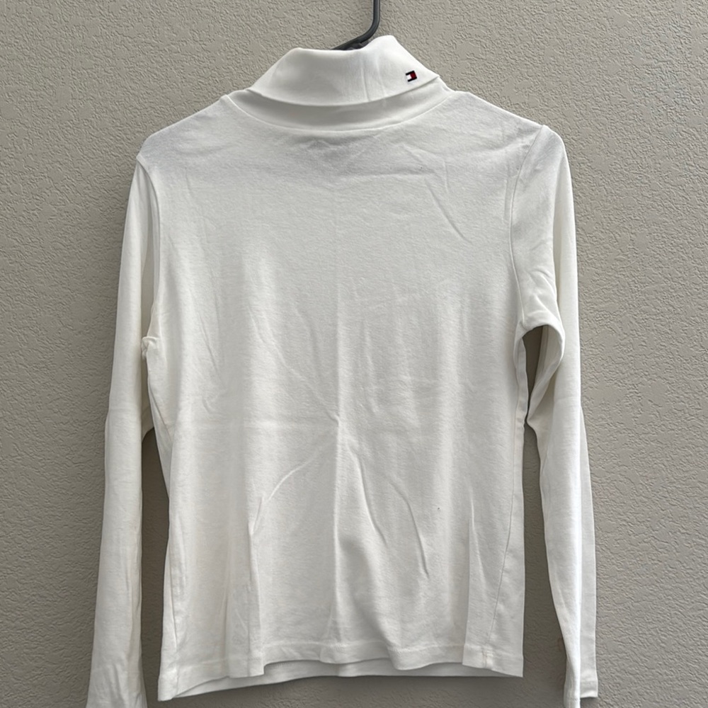 Tommy Hilfiger White Long Sleeve Turtleneck Top